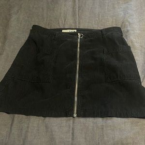 Topshop Corduroy Black Mini Skirt